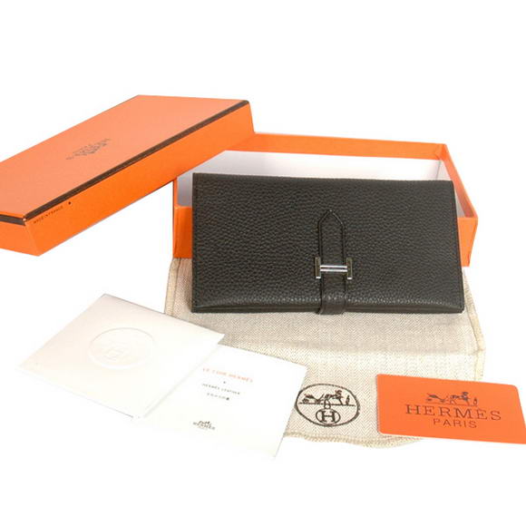 High Quality Hermes Bearn Japonaise Original Leather Wallet H8033 Black Fake